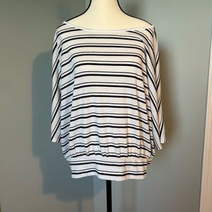 3/4 Dolman Sleeve Striped Crinkle Tee